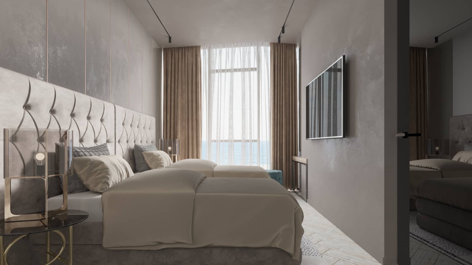 Дизайн спальни с видом на море